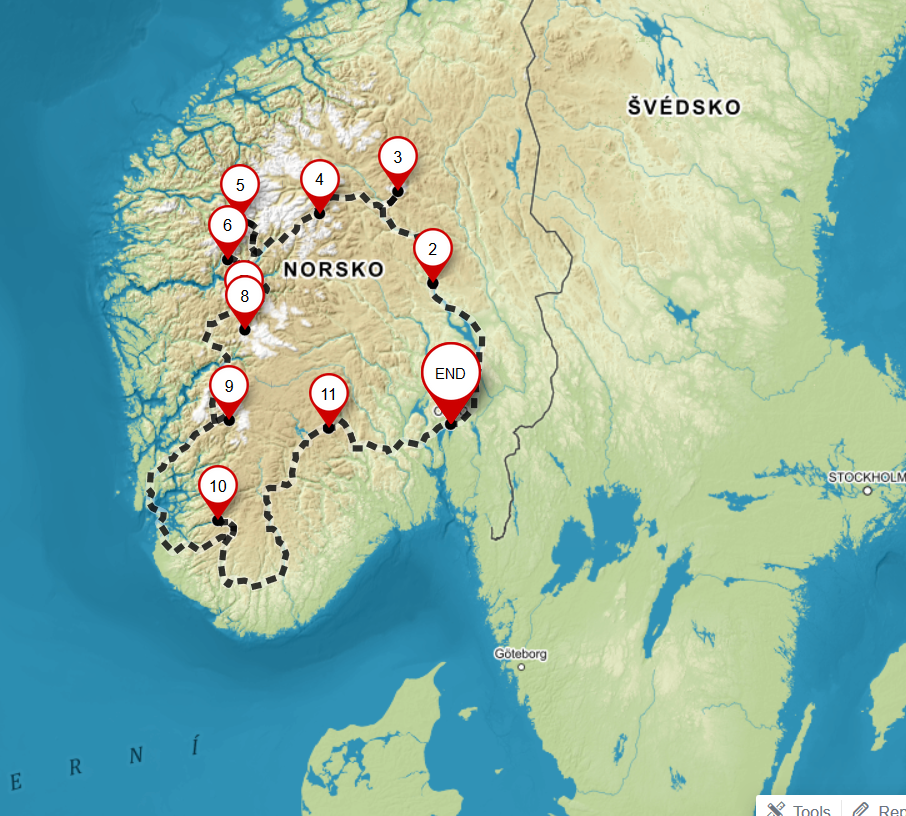 Itinerář - Střední a jižní Norsko karavanem 3
