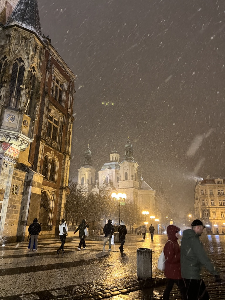 19.11.2022 - Byli jsme s Ilčou cvičit Jogu a začalo sněžit